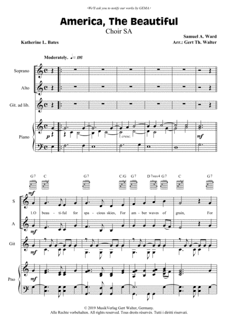 America, The Beautiful (arr. Gert Th. Walter)