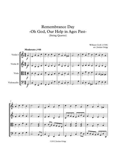 Remembrance Day. 'Oh God, Our Help in Ages Past' (String Quartet) (arr. Jordan Grigg)