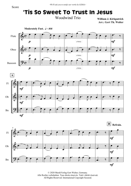 'Tis So Sweet To Trust In Jesus (arr. Gert Th. Walter)
