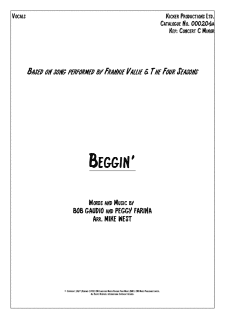 Beggin' (arr. Mike West)