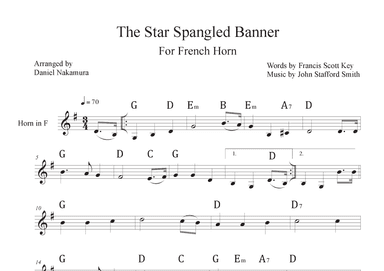 The Star Spangled Banner (For French Horn with Chords) (arr. Daniel Nakamura)