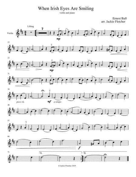 When Irish Eyes Are Smiling Violin and Piano (arr. Jackie Fletcher)
