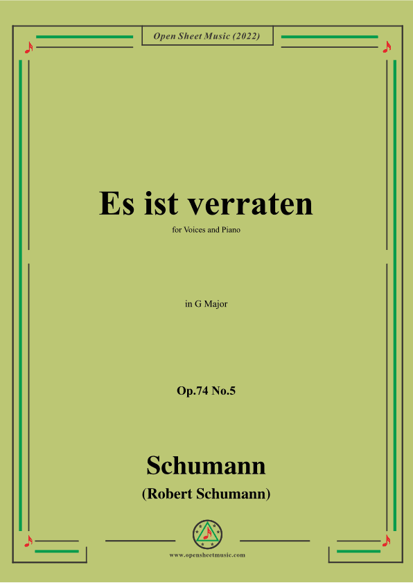 Schumann-Es ist verraten,Op.74 No.5,in G Major (arr. OSM Press)