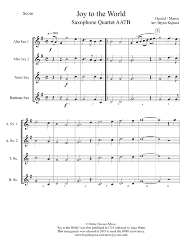 Joy to the World - Sax Quartet AATB (arr. Bryan Kujawa)
