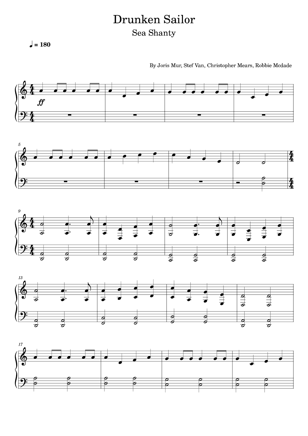 Drunken Sailor Sea Shanty (arr. poon)