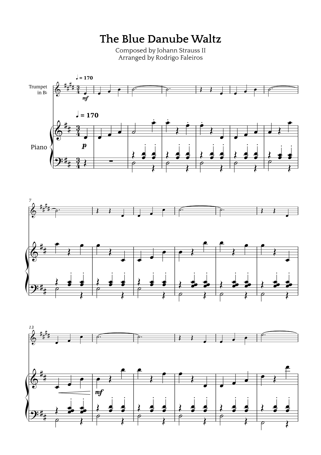 The Blue Danube Waltz (arr. Rodrigo Faleiros)