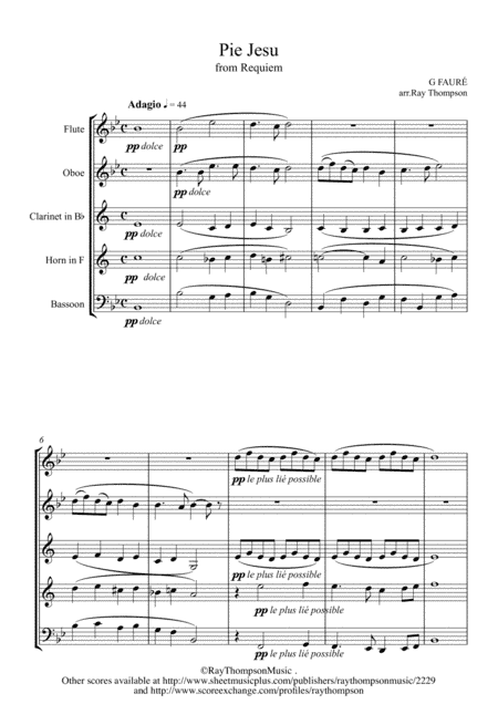Faure: Requiem Op.48: IV. Pie Jesu - wind quintet (arr. Ray Thompson)