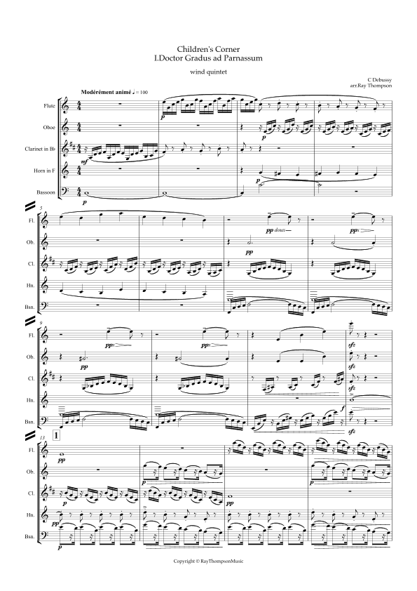 Debussy: Children's Corner No.1 "Doctor Gradus ad Parnassum" - wind quintet (arr. Ray Thompson)