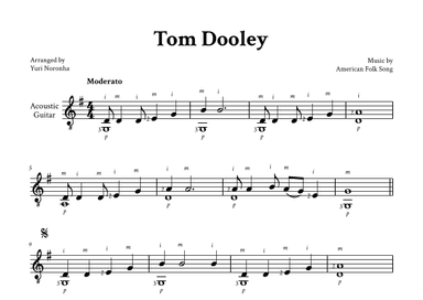 Tom Dooley - Classical Guitar (G Major, with Fingering) (arr. Yuri Noronha)
