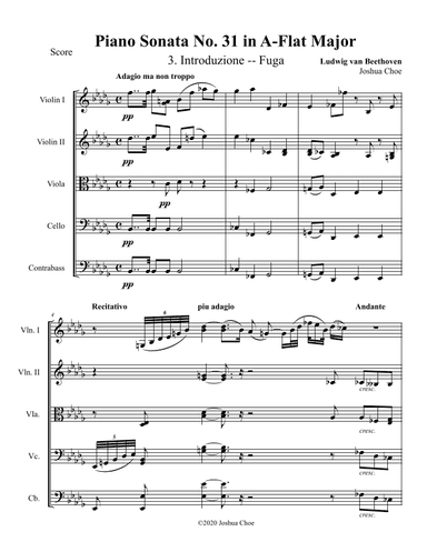 Piano Sonata No. 31, Movement 3 (arr. Joshua Choe)