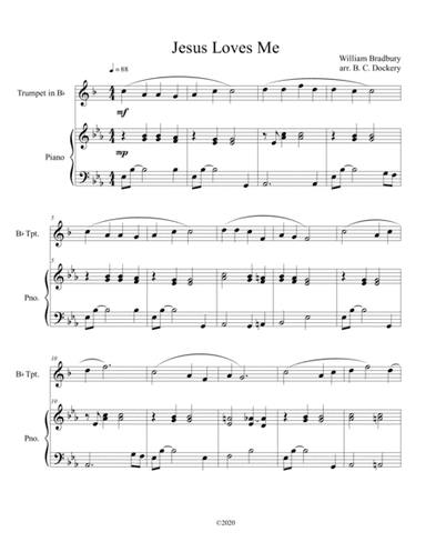 Jesus Loves Me (trumpet solo) with optional piano accompaniment (arr. B. C. Dockery)