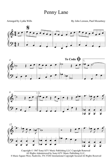 Penny Lane (arr. Lydia Wills)