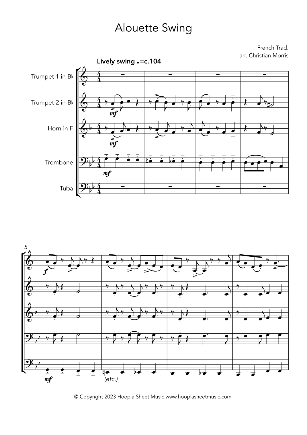 Alouette Swing (arr. Christian Morris)