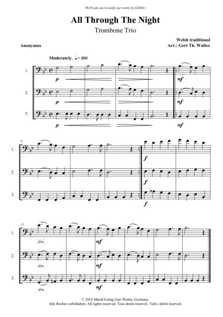 All Through The Night (arr. Gert Th. Walter)