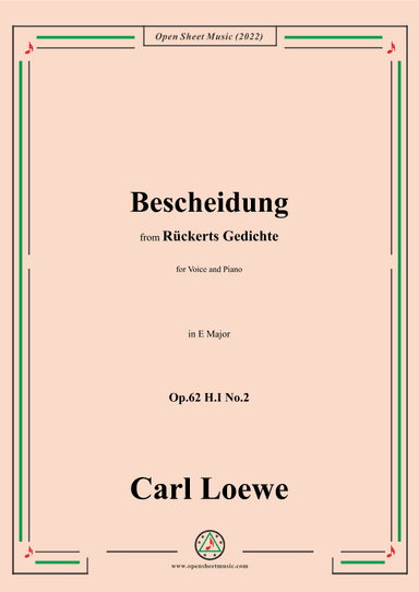 Loewe-Bescheidung,in E Major,Op.62 H.I No.2 (arr. OSM Press)