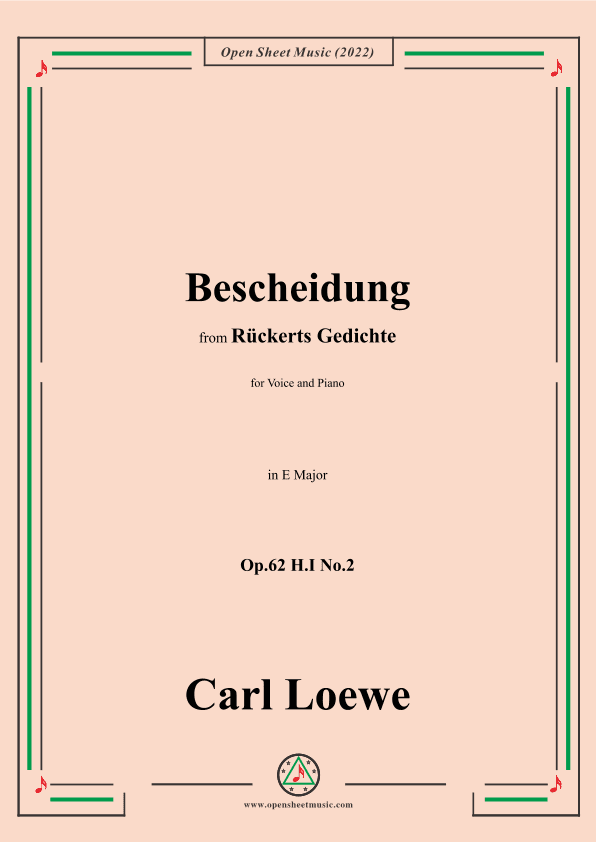 Loewe-Bescheidung,in E Major,Op.62 H.I No.2 (arr. OSM Press)