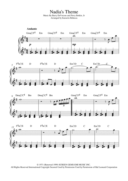 Nadia's Theme (arr. Kaiserin Rebecca)