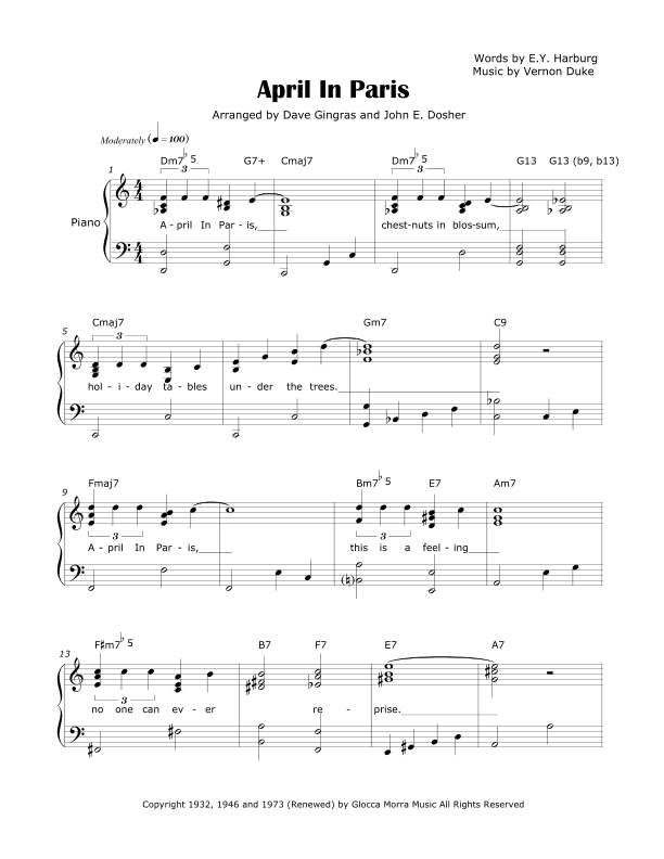 April In Paris (arr. Dave Gingras and John E. Dosher)