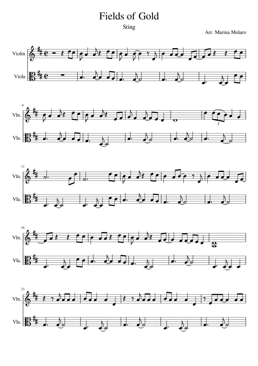 Fields Of Gold (arr. Marina Molaro)