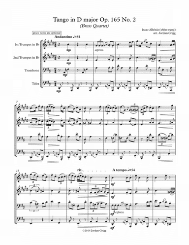 Tango in D major (Brass Quartet), Op.165 No.2 (arr. Jordan Grigg)