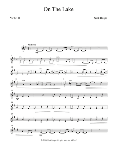On The Lake (String Orchestra) Violin II part