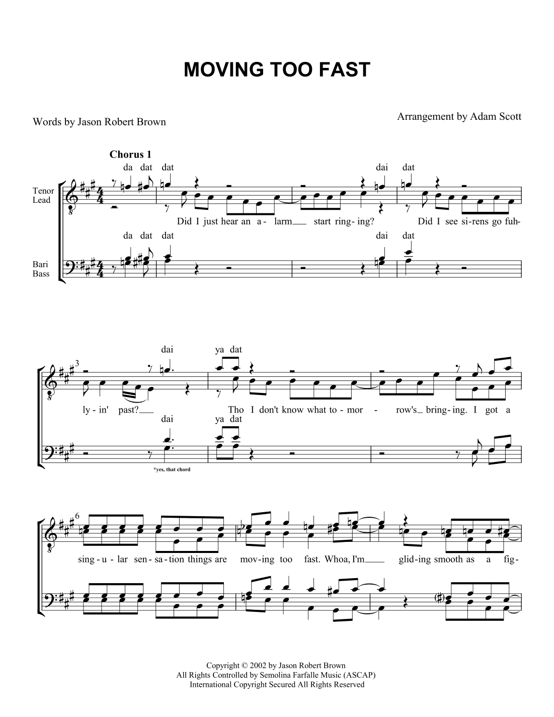 Moving Too Fast (arr. Adam Scott)