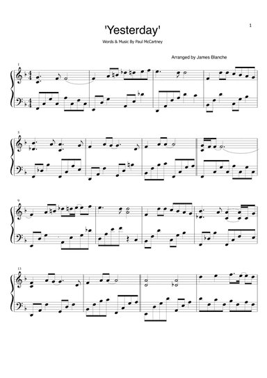 Yesterday (arr. Sigma Music Publishing Ltd)