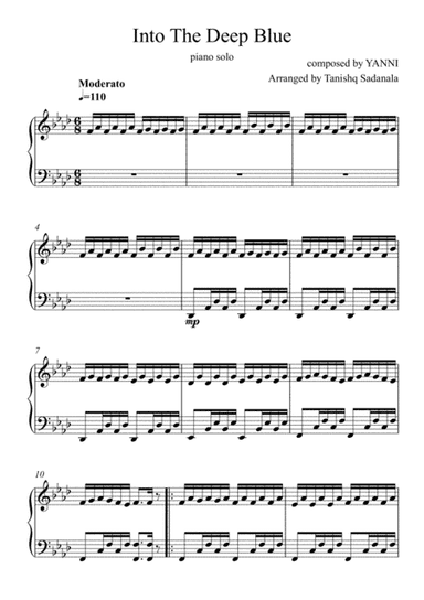 Into the deep blue Piano solo (arr. Tanishq Sadanala)