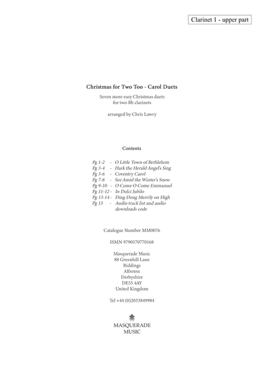 Christmas for Two Too - Carol Duets - 2 same clarinets. By Chris Lawry (arr. Chris Lawry)