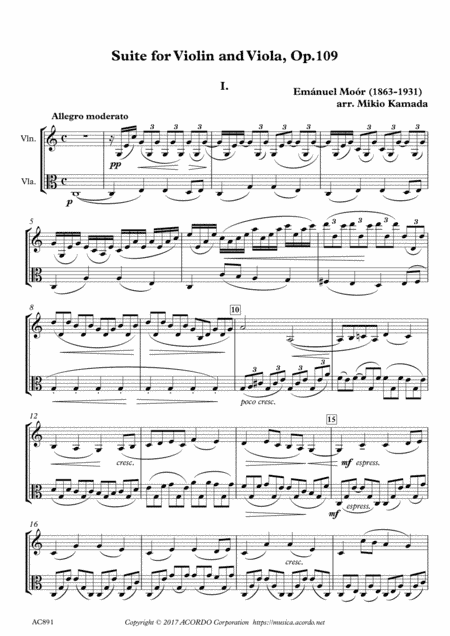 Suite for Violin and Viola, Op.109 (arr. Mikio Kamada)