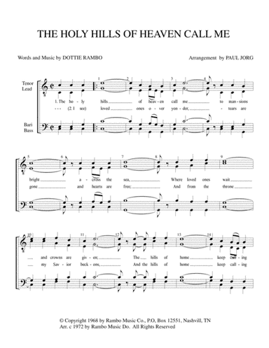 The Holy Hills Of Heaven Call Me (arr. Paul A. Jorg)