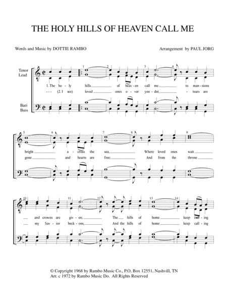 The Holy Hills Of Heaven Call Me (arr. Paul A. Jorg)