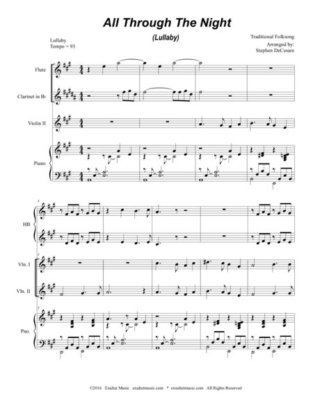 All Through The Night (Lullaby) (for String Quartet and Piano) (arr. Stephen DeCesare)