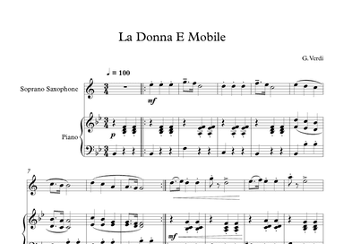 La Donna E Mobile - Giuseppe Verdi (Soprano Sax + Piano) (arr. Digital Book Music)