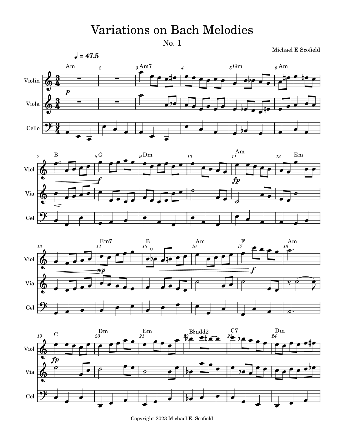 Variations on Bach Melodies No. 1