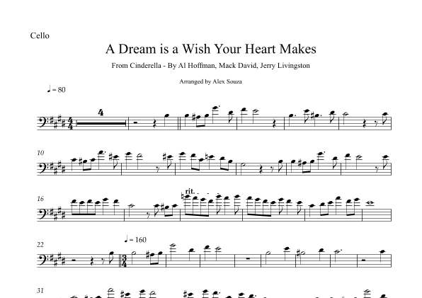 A Dream Is A Wish Your Heart Makes (arr. Alex Souza)