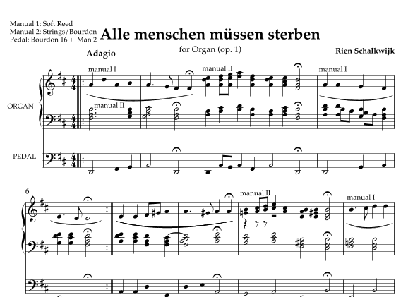 Alle menschen müssen sterben, Opus 1