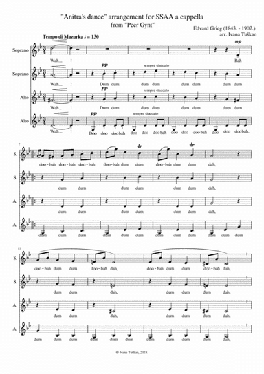 E. Grieg Anitra's dance G-minor SSAA (arr. Ivana Tuskan)