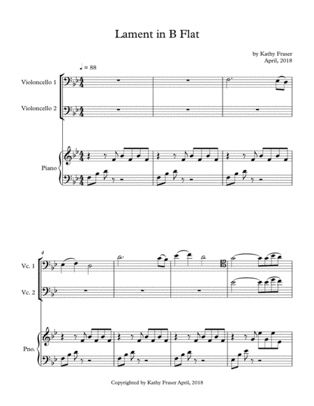 Lament in B Flat for Two Cellos and Piano