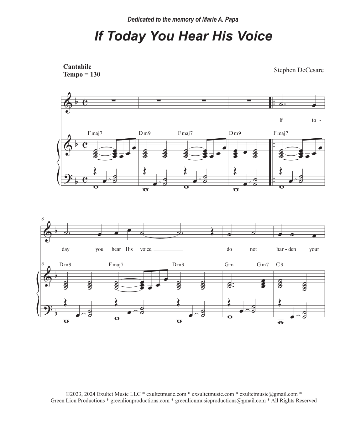 If Today You Hear His Voice (Vocal solo)