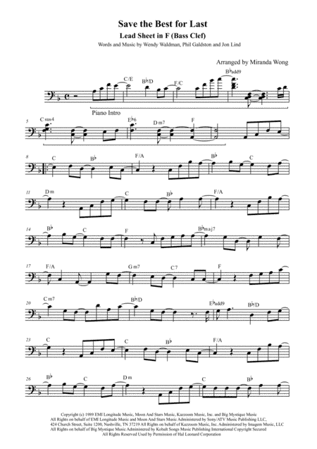 Save The Best For Last (arr. Miranda Wong)