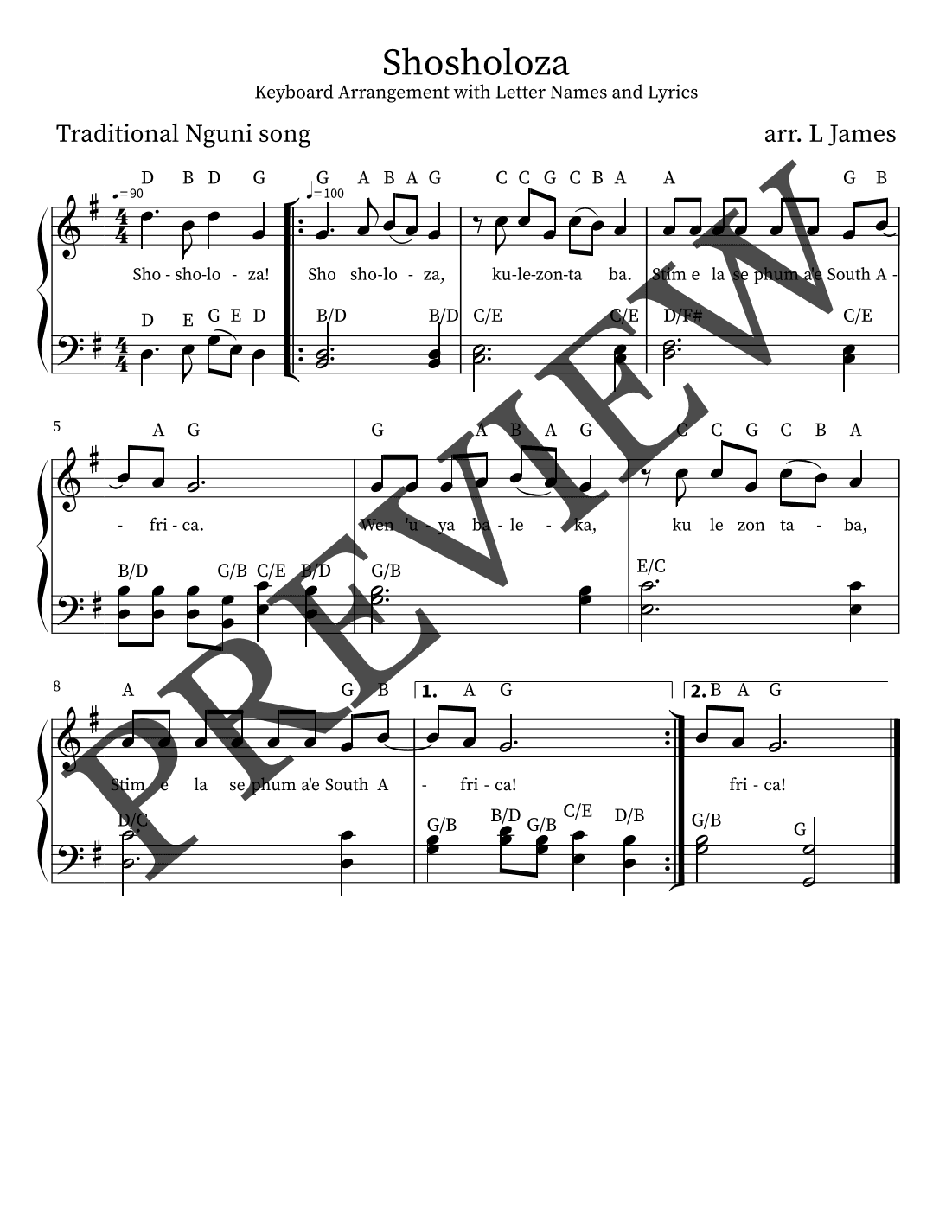 Shosholoza (arr. Lindsey James)