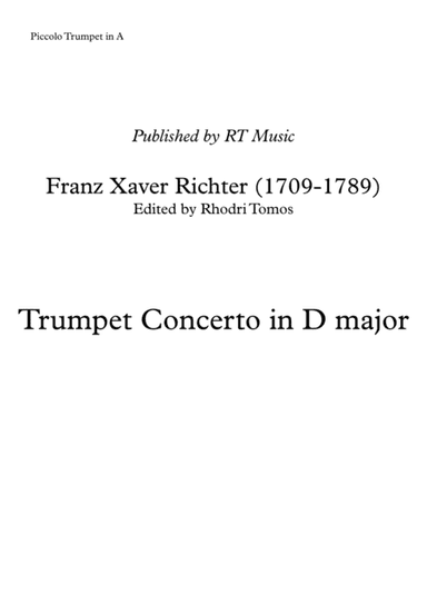 Richter Trumpet concerto - solo part piccolo trumpet in A (arr. Rhodri Tomos)