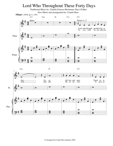 Lord, Who Throughout These Forty Days - flute, voice and piano (arr. Connie Boss)
