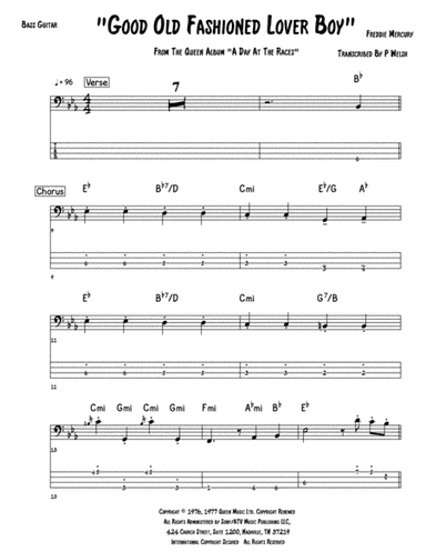 Good Old-fashioned Lover Boy (arr. Accubass)