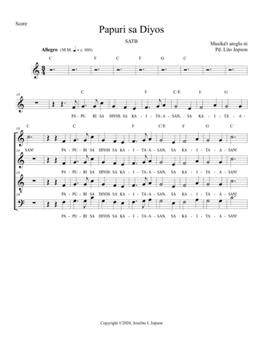 Papuri sa Diyos (SATB)