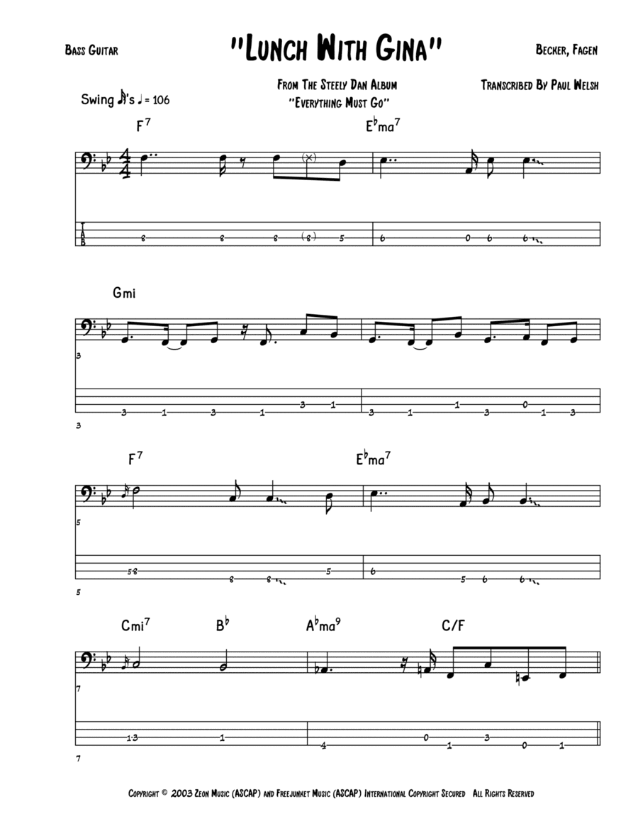 Lunch With Gina (arr. Accubass)