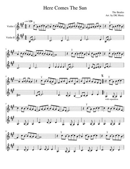 Here Comes The Sun (arr. DK Music)