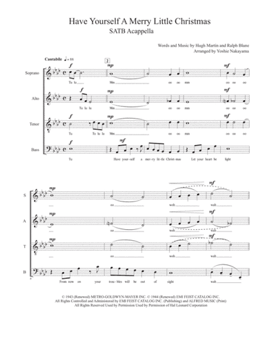 Have Yourself A Merry Little Christmas  from MEET ME IN ST. LOUIS (arr. Yoshie Nakayama)