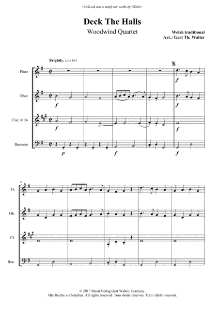 Deck The Halls (arr. Gert Th. Walter)